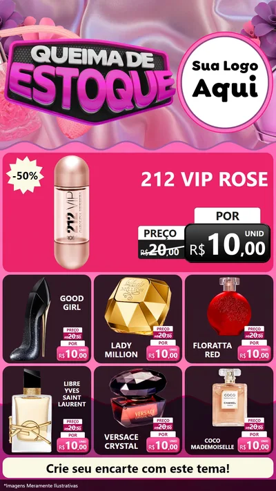 Modelo de Rede Social para Stories com o tema Queima de Estoque para Perfumes