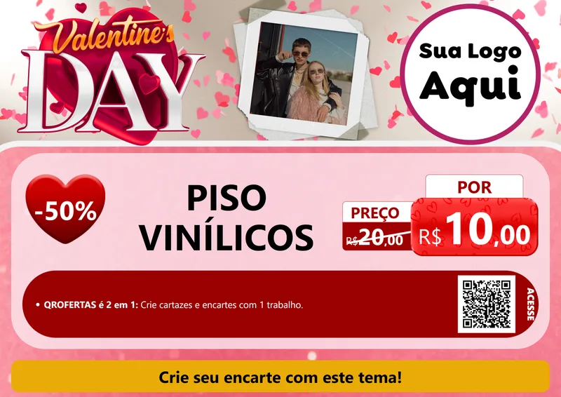 Modelo de Cartaz para Cartaz A4 Horizontal com o tema Valentine's Day para Material para Construção