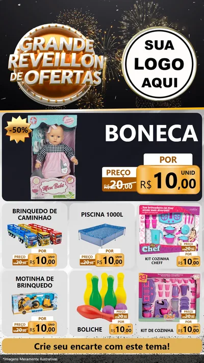 Modelo de Rede Social para Stories com o tema Grande Réveillon de Ofertas para Brinquedos