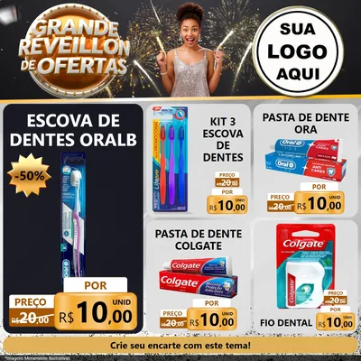 Modelo de Rede Social para Feed Facebook com o tema Grande Réveillon de Ofertas para Higiene Pessoal