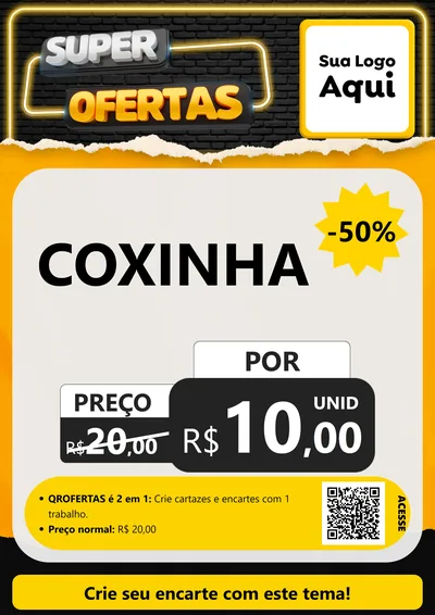 Modelo de Cartaz para Cartaz A4 Vertical com o tema Super Ofertas para Salgadaria