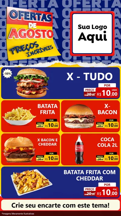 Modelo de TV para TV Vertical com o tema Ofertas de Agosto - Preços Incríveis para Hamburgueria
