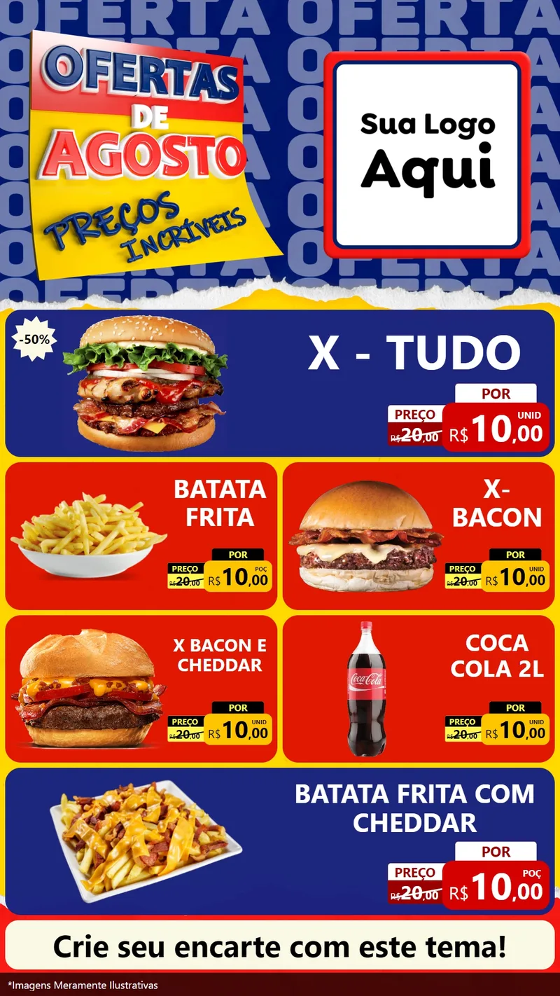 Modelo de TV para TV Vertical com o tema Ofertas de Agosto - Preços Incríveis para Hamburgueria
