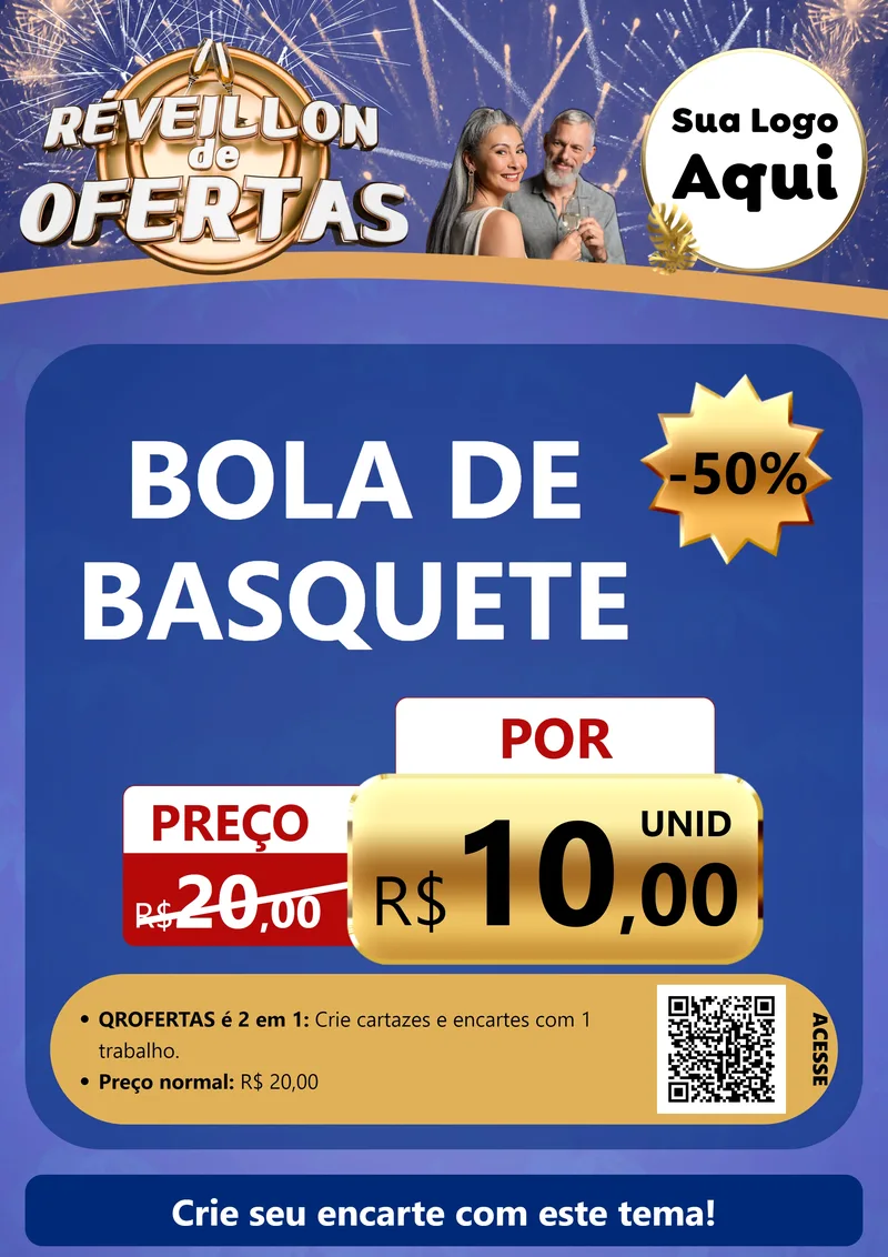 Modelo de Cartaz para Cartaz A4 Vertical com o tema Réveillon de Ofertas para Artigos Esportivos