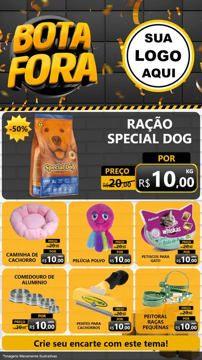 Modelo de Rede Social para Stories com o tema Bota Fora para Pet Shop