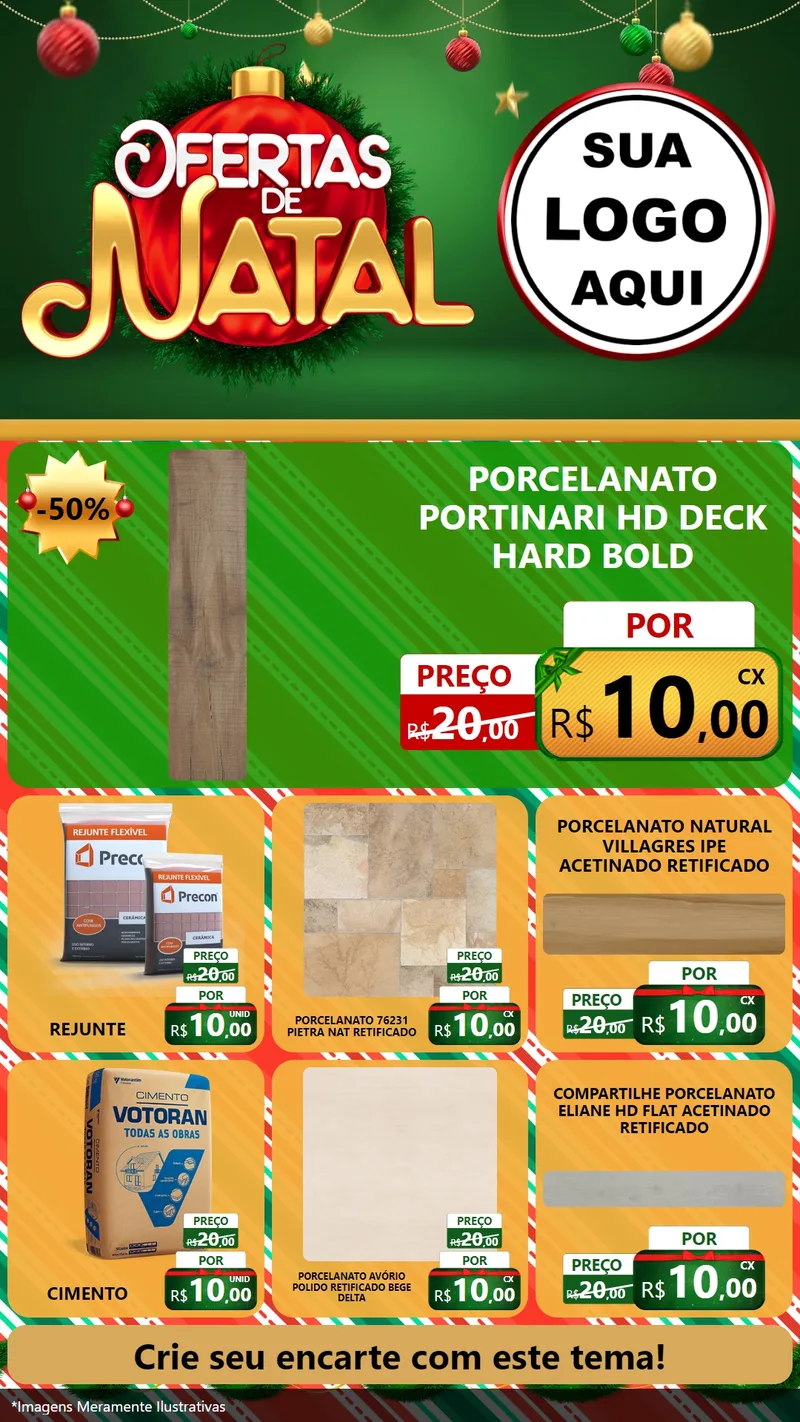 Modelo de Rede Social para Stories com o tema Ofertas de Natal para Pisos e revestimentos
