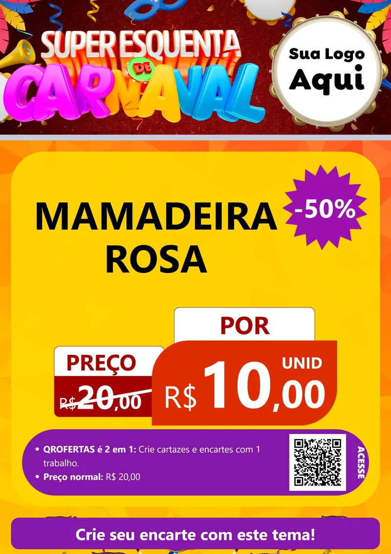 Modelo de Cartaz para Cartaz A4 Vertical com o tema Super Esquenta de Carnaval para Bebês