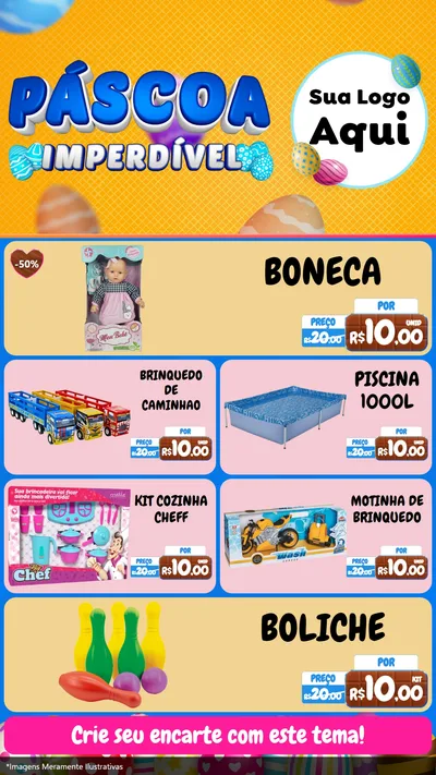 Modelo de TV para TV Vertical com o tema Páscoa Imperdível para Brinquedos