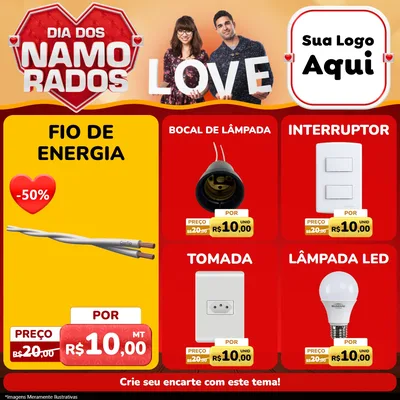 Modelo de Rede Social para Feed Facebook com o tema Dia dos Namorados para Materiais Elétricos
