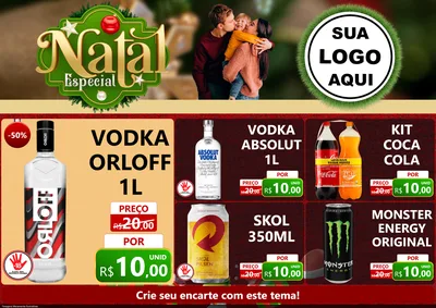 Modelo de Encarte para Encarte A4 Horizontal com o tema Natal Especial para Distribuidora de bebidas