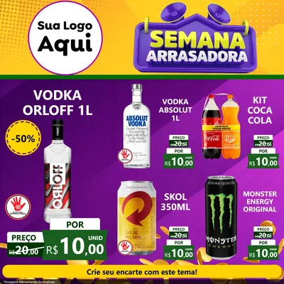 Modelo de Rede Social para Feed Facebook com o tema Semana Arrasadora para Distribuidora de bebidas