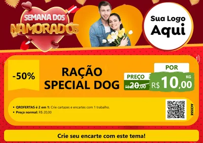 Modelo de Cartaz para Cartaz A4 Horizontal com o tema Semana dos Namorados para Pet Shop