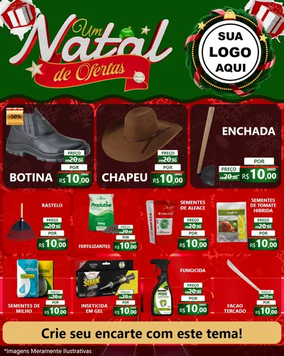 Modelo de Rede Social para Feed Instagram com o tema Um Natal de Ofertas para Agropecuária