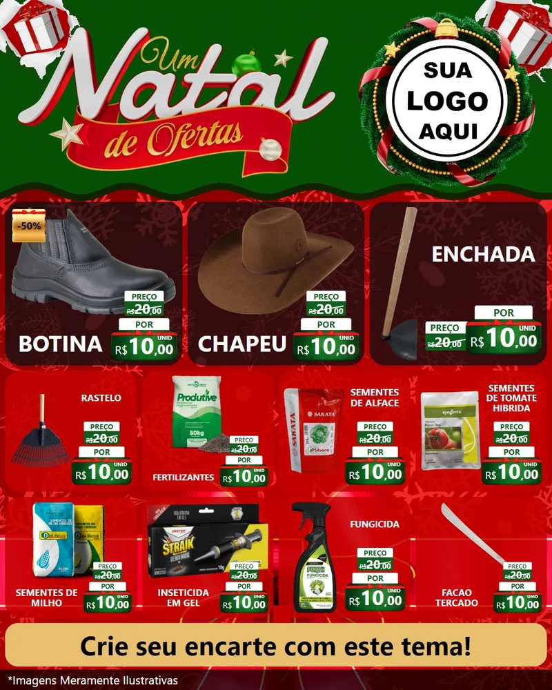 Modelo de Rede Social para Feed Instagram com o tema Um Natal de Ofertas para Agropecuária