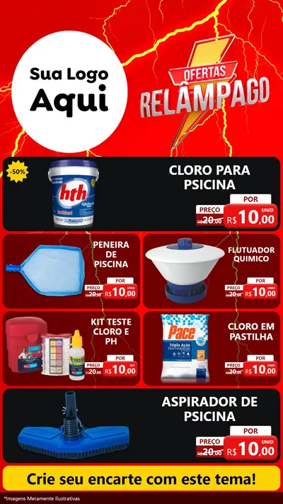 Modelo de TV para TV Vertical com o tema Ofertas Relâmpago para Produtos para Piscina