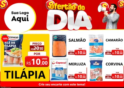 Modelo de Encarte para Encarte A4 Horizontal com o tema Ofertão do dia para Peixaria