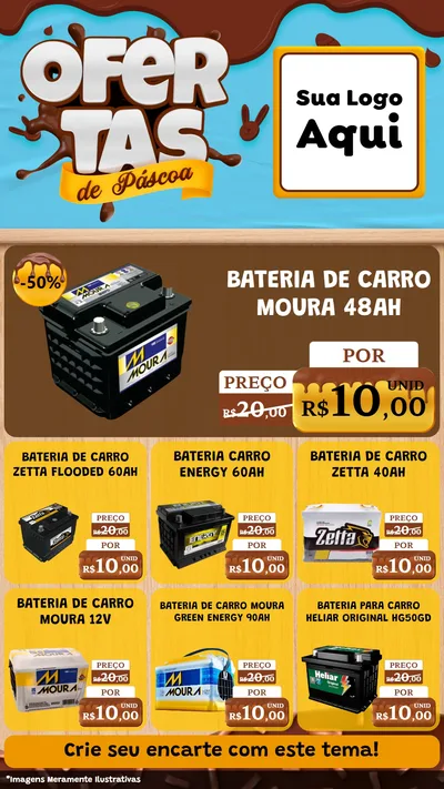Modelo de Rede Social para Stories com o tema Ofertas de Páscoa para Baterias Elétricas