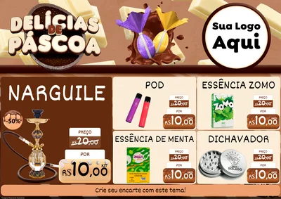 Modelo de Encarte para Encarte A4 Horizontal com o tema Delícias de Páscoa para Tabacaria