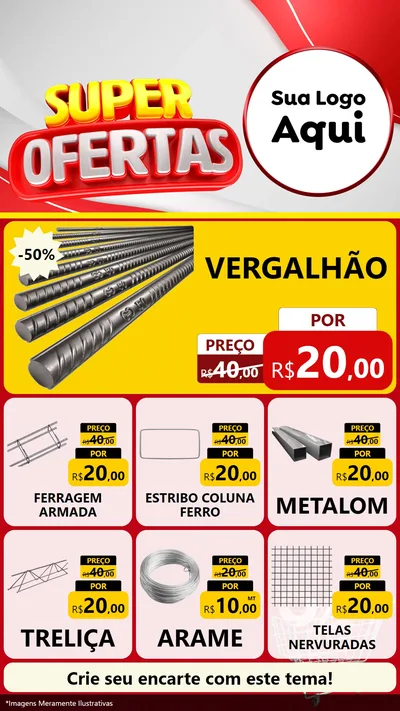 Modelo de Rede Social para Stories com o tema Super Ofertas para Ferragens