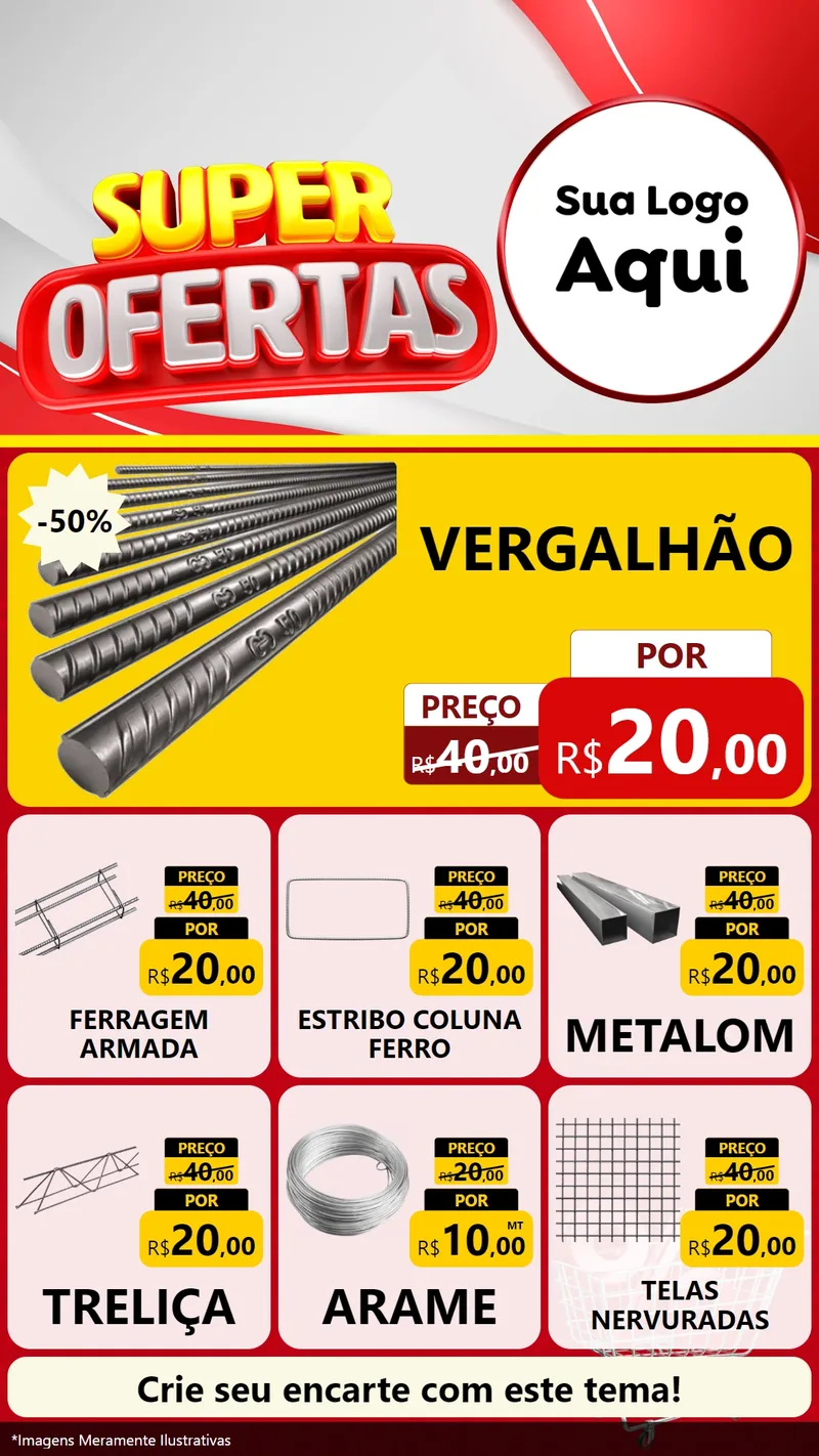Modelo de Rede Social para Stories com o tema Super Ofertas para Ferragens