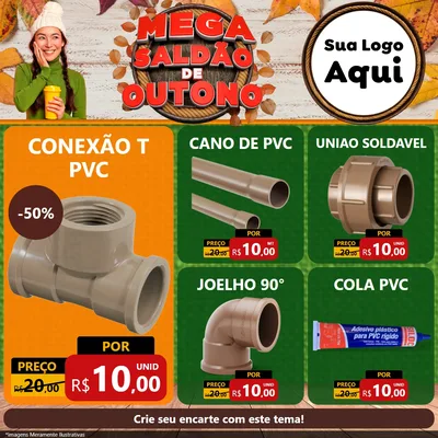Modelo de Rede Social para Feed Facebook com o tema Mega Saldão de Outono para Tubos e conexões