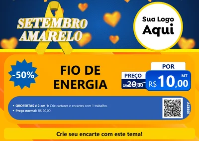 Modelo de Cartaz para Cartaz A4 Horizontal com o tema Setembro Amarelo para Materiais Elétricos