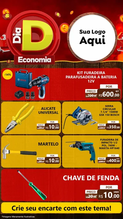 Modelo de TV para TV Vertical com o tema Dia D Economia para Maquinas e Ferramentas