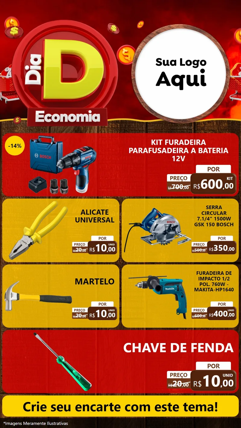 Modelo de TV para TV Vertical com o tema Dia D Economia para Maquinas e Ferramentas