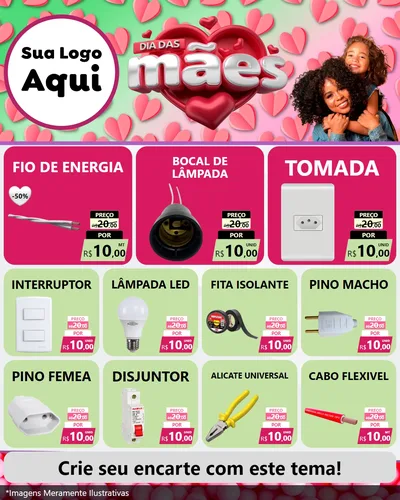 Modelo de Rede Social para Feed Instagram com o tema Dia das Mães para Materiais Elétricos