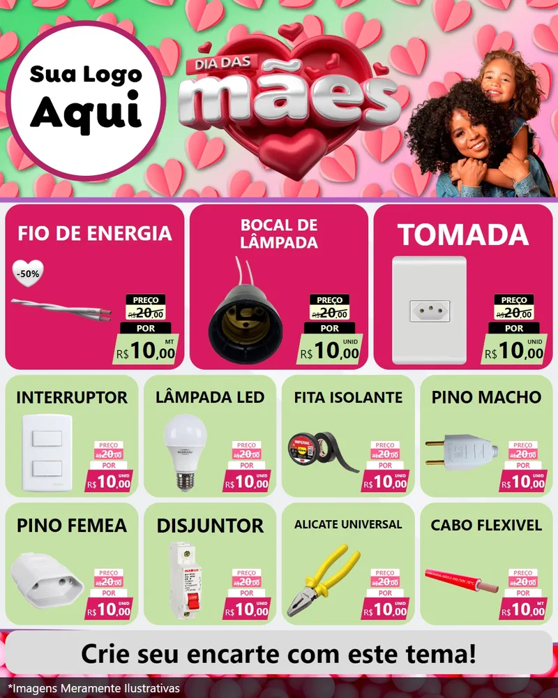 Modelo de Rede Social para Feed Instagram com o tema Dia das Mães para Materiais Elétricos