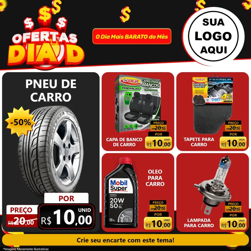 Modelo de Rede Social para Feed Facebook com o tema Ofertas Dia D para Auto peças
