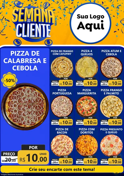 Modelo de Encarte para Encarte A4 Vertical com o tema Semana do Cliente para Pizzaria