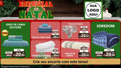 Modelo de TV para TV Horizontal com o tema Especial de Natal para Cama, Mesa e Banho