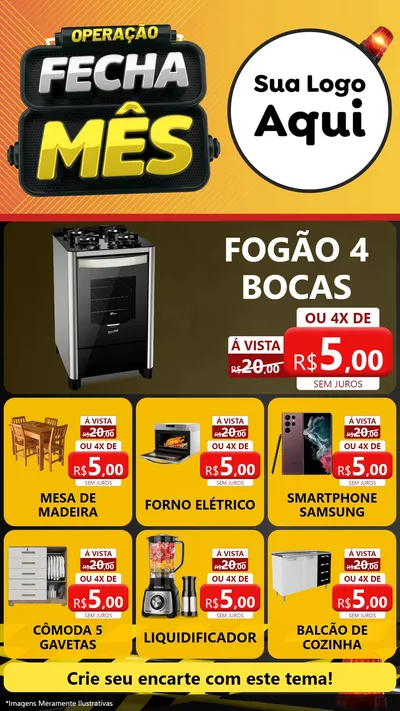 Modelo de Rede Social para Stories com o tema Operação Fecha Mês para Móveis e Eletro
