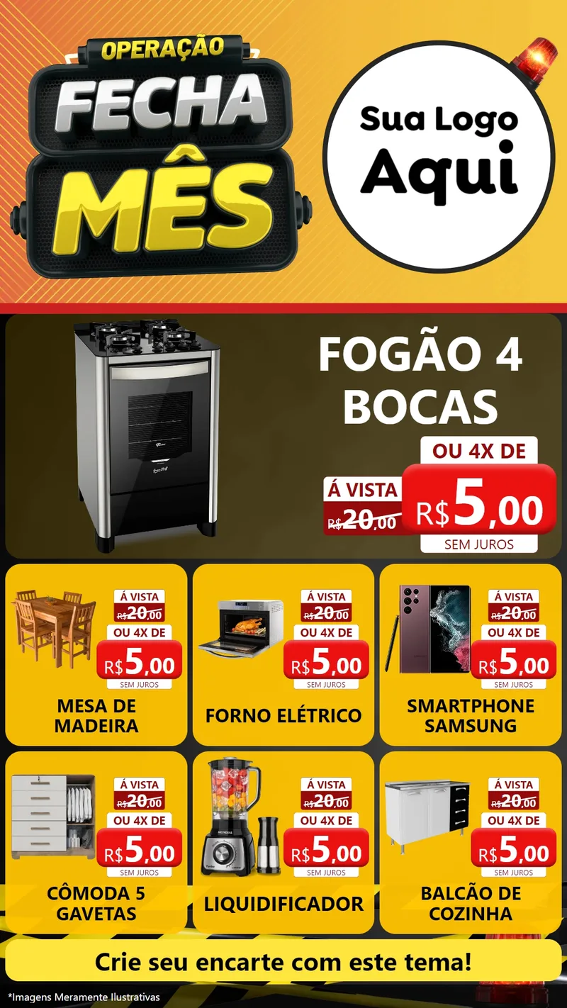 Modelo de Rede Social para Stories com o tema Operação Fecha Mês para Móveis e Eletro