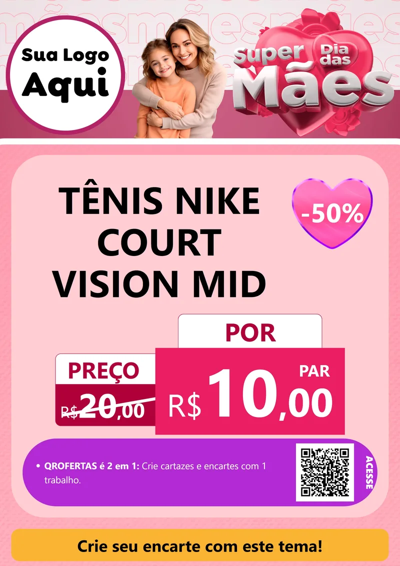 Modelo de Cartaz para Cartaz A4 Vertical com o tema Super Dia Das Mães para Calçados