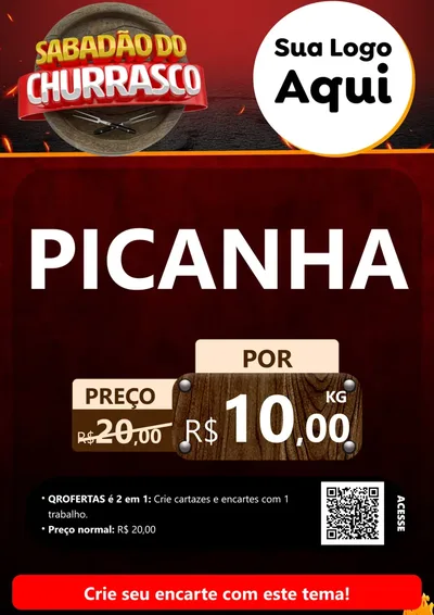 Modelo de Cartaz para Cartaz A4 Vertical com o tema Sabadão Do Churrasco para Açougue