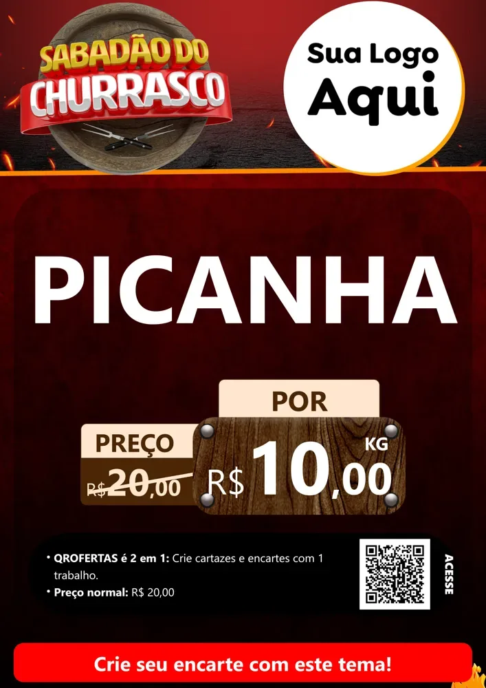 Modelo de Cartaz para Cartaz A4 Vertical com o tema Sabadão Do Churrasco para Açougue