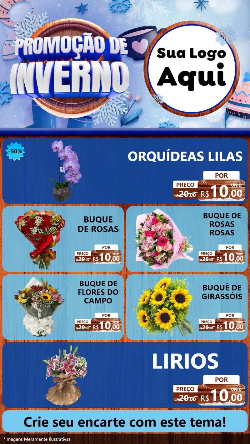 Modelo de TV para TV Vertical com o tema Promoção de Inverno para Floricultura e jardim