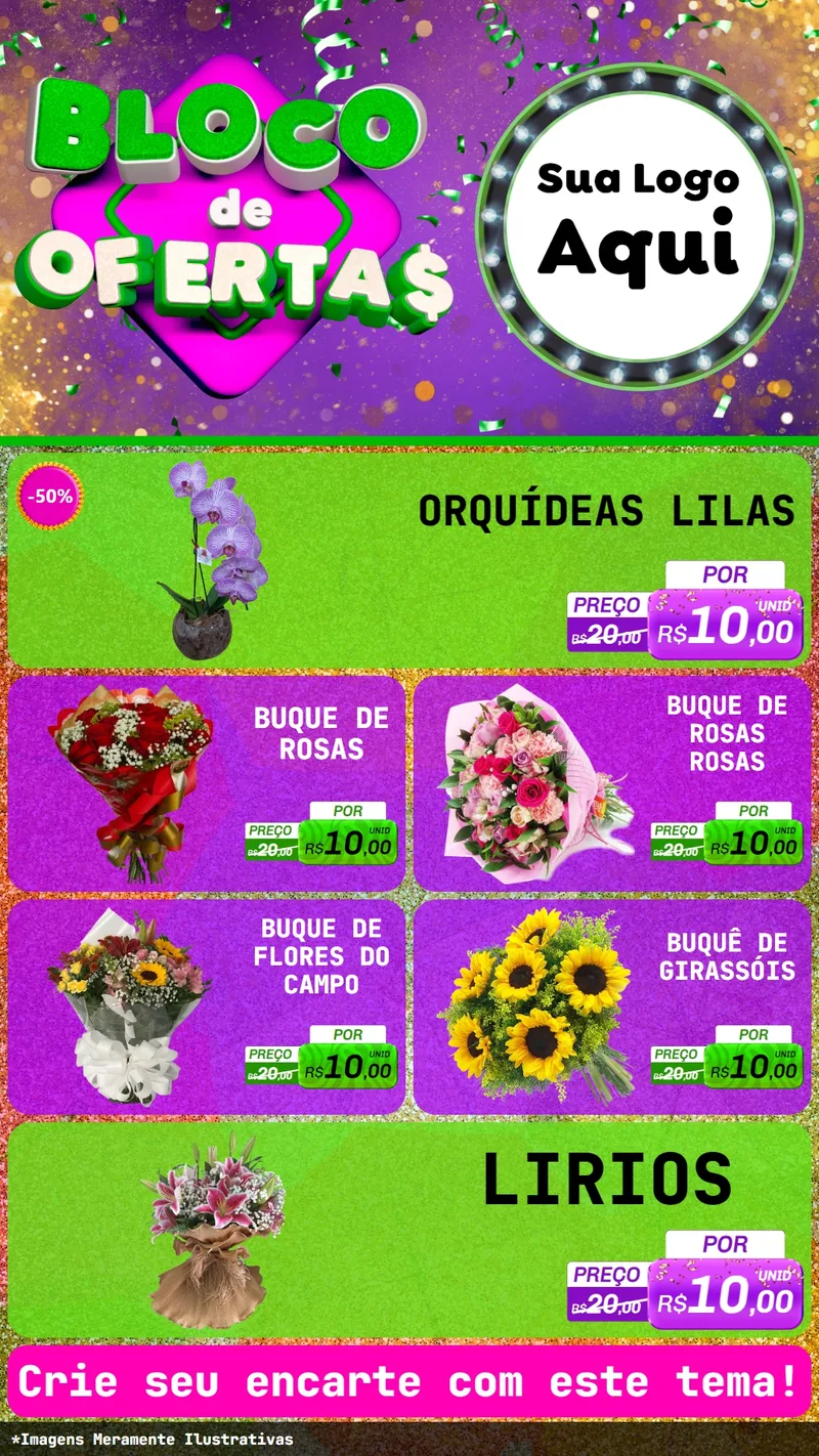Modelo de TV para TV Vertical com o tema Bloco de Ofertas para Floricultura e jardim