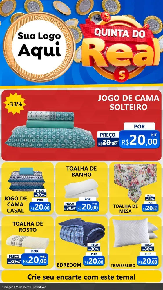 Modelo de Rede Social para Stories com o tema Quinta do Real para Cama, Mesa e Banho
