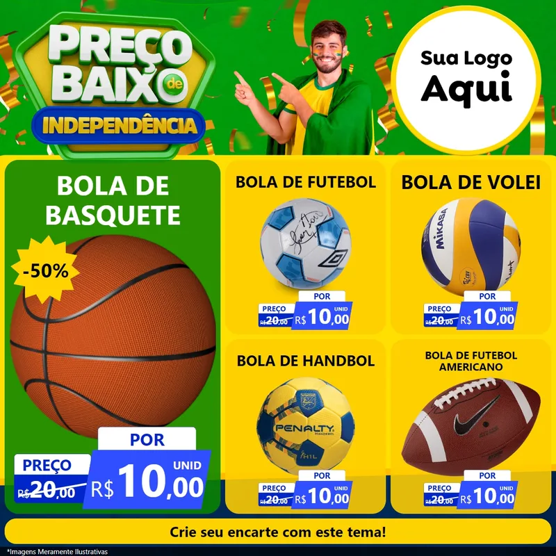 Modelo de Rede Social para Feed Facebook com o tema Preço Baixo de Independência para Artigos Esportivos