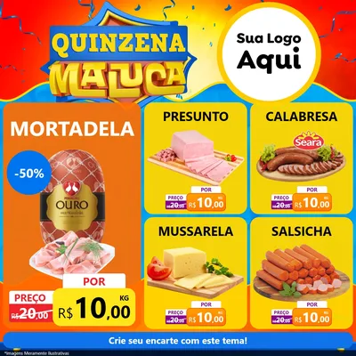 Modelo de Rede Social para Feed Facebook com o tema Quinzena Maluca para Frios e Laticínios