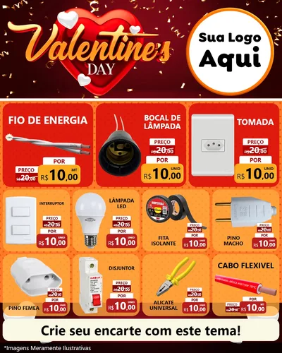 Modelo de Rede Social para Feed Instagram com o tema Valentine's Day para Materiais Elétricos