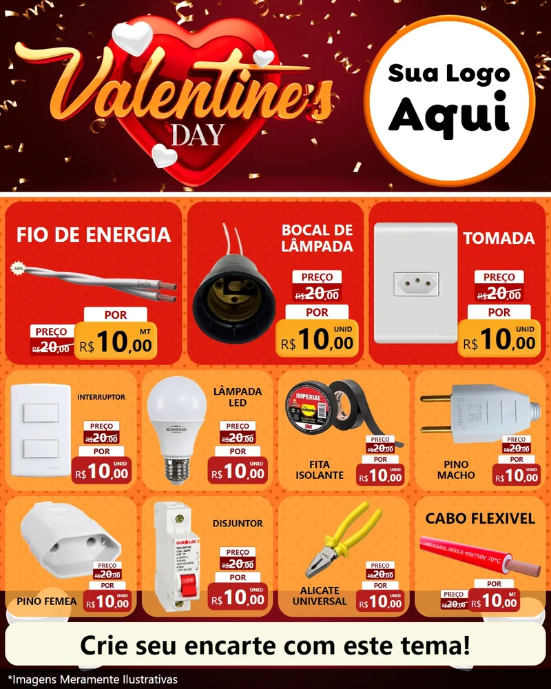 Modelo de Rede Social para Feed Instagram com o tema Valentine's Day para Materiais Elétricos