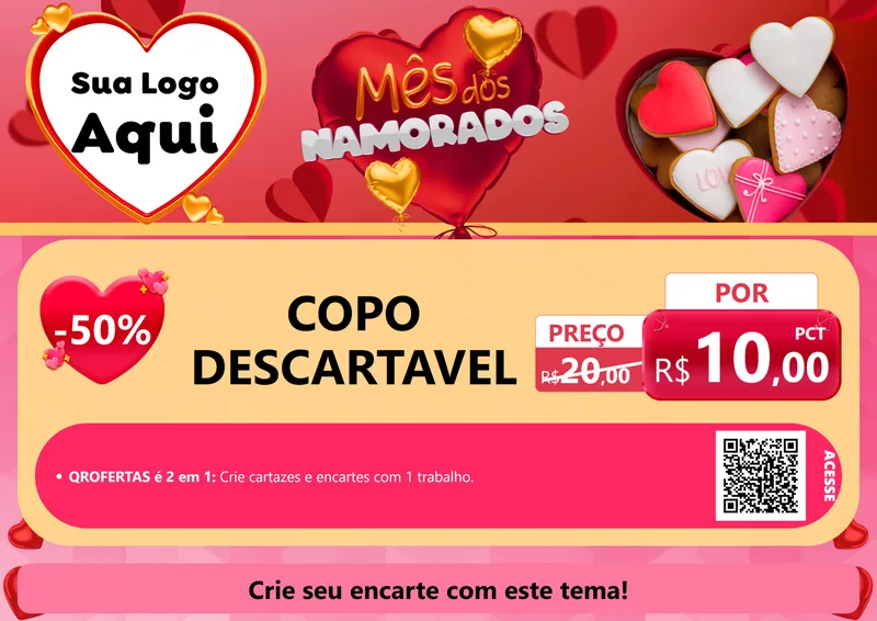 Modelo de Cartaz para Cartaz A4 Horizontal com o tema Mês dos Namorados para Embalagens
