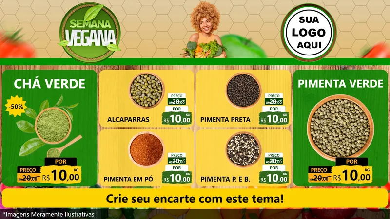 Modelo de TV para TV Horizontal com o tema Semana Vegana para Produtos Naturais