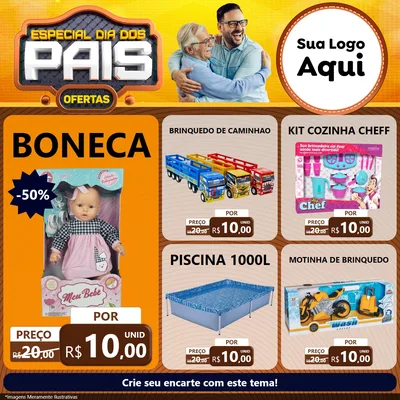 Modelo de Rede Social para Feed Facebook com o tema Especial Dia dos Pais para Brinquedos