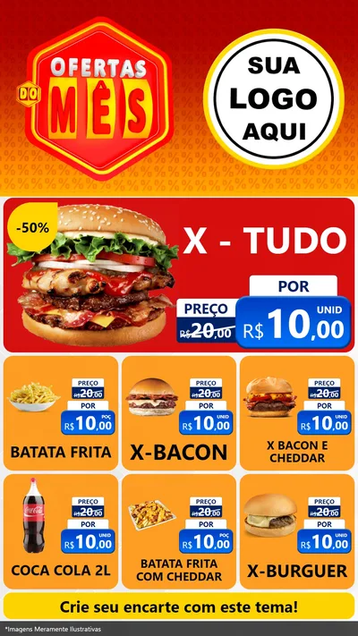 Modelo de Rede Social para Stories com o tema Ofertas do Mês para Hamburgueria