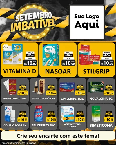 Modelo de Rede Social para Feed Instagram com o tema Setembro Imbatível para Farmácia